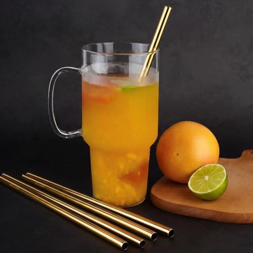 Tomorotec 8PCS Stainless Steel Straws Fit for 40oz Stanley Tumblers, Gold