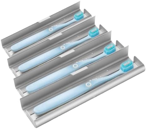 Aluminum Toothbrush Travel Case, Portable Travel Toothbrush Holder, Durable Manual Toothbrush Box Container for Traveling, Bathroom, Camping, Business Trip-1Pack Silver (Pack of 4)