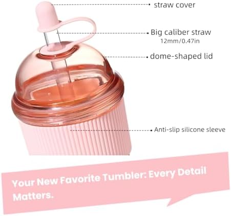 Reusable Iced Coffee Cups with Lids and Straws 17oz, Boba Cup with Straw, Tumbler with Silicone Sleeve for Cold Drinks, Iced Coffee, Bubble Tea - Pink