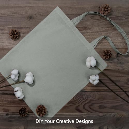 TOPDesign 12-Pack Economical 16"x15" Light Grey Cotton Tote Bags, Lightweight Medium Reusable Grocery Shopping Cloth Bags, Suitable for DIY, Advertising, Promotion, Gift, Activity