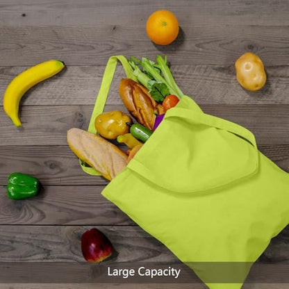 TOPDesign 6-Pack Economical 16"x15" Apple Green Cotton Tote Bag, Lightweight Medium Reusable Grocery Shopping Cloth Bags, Suitable for DIY, Advertising, Promotion, Gift, Activity