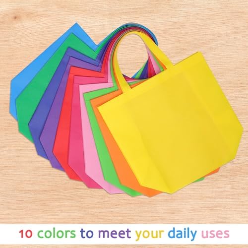 Large Non Woven Tote Bags, 15.7'' Rainbow Reusable Shopping Bags for Groceries