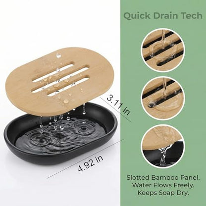 Bamboo Soap Holder Wooden Dish Bar Tray for Shower Sink Bathroom Self Draining Soap Stand Holders Dishes of Soaps Saver for Homemade Soaps
