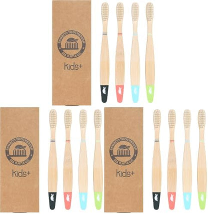 Sea Turtle Plant-Based Bristles, Bamboo Toothbrushes, Soft Natural Toothbrush for Kids (12 Pack)