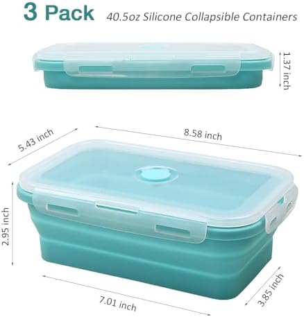 Alimat PluS 3 Pack 40.5oz Silicone Collapsible Storage Containers, Blue