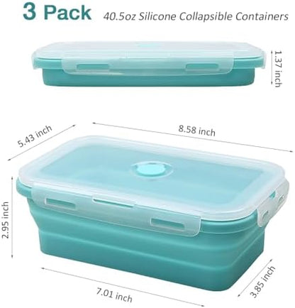 Alimat PluS 3 Pack 40.5oz Silicone Collapsible Storage Containers, Blue
