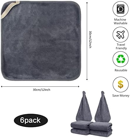 SINLAND Microfiber Facial Cloths Fast Drying Washcloth 12inch x 12inch Grey 12 Pack …