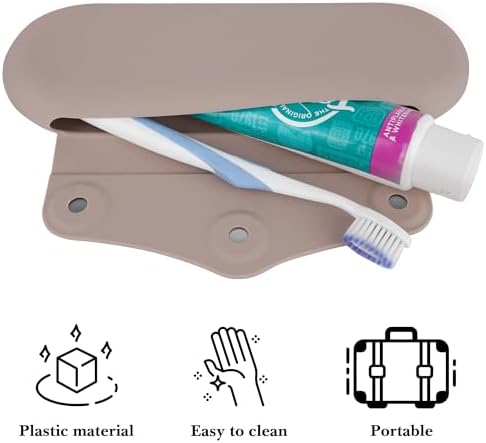 Linkidea Manual Toothbrush Travel Case with Magnetic Snap, Compatible with Colgate ExtraClean, Oral-B CrossAction Toothbrush, Portable Silicone Protective Box (Khaki)