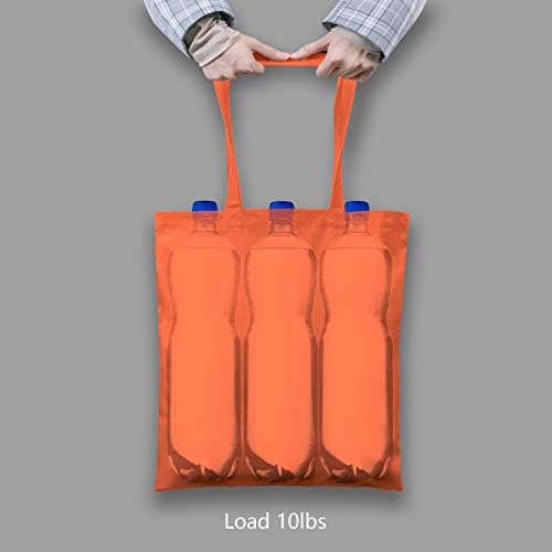 TOPDesign 12-Pack Economical 16"x15" Orange Cotton Tote Bag, Lightweight Medium Reusable Grocery Shopping Cloth Bags, Suitable for DIY, Advertising, Promotion, Gift, Activity