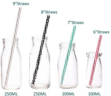 Dakoufish 12 Piece 8 Inch Reusable Plastic Thick Drinking Straws BPA Free Mason Jar Straws Transparent Small Stripe (8inch, Mix 12color)