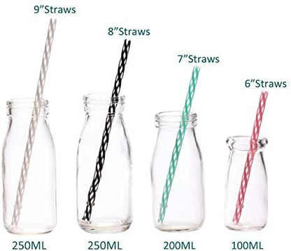 Dakoufish 12 Piece 8 Inch Reusable Plastic Thick Drinking Straws BPA Free Mason Jar Straws Transparent Small Stripe (8inch, Mix 12color)