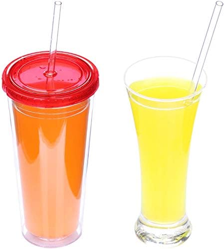 DAKOUFISH 10 Inch Reusable Plastic Replacement Drinking Straws for 16 oz & 24 oz Mason Jar Tumblers,Set of 12 Pcs Straws with Cleaning Brush (10inch, 7color)