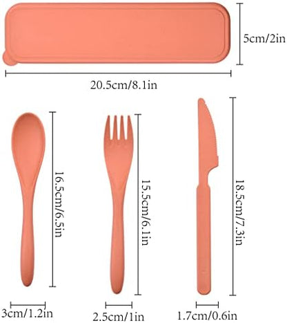Zoyiancy 2 Sets Reusable Utensil Set with Case, Yellow Orange Cutlery Set