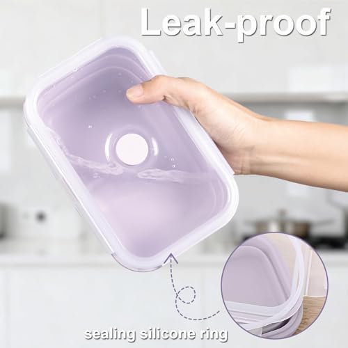 Collapsible Food Storage Containers with Airtight Lid & Vent Valve, 27 oz