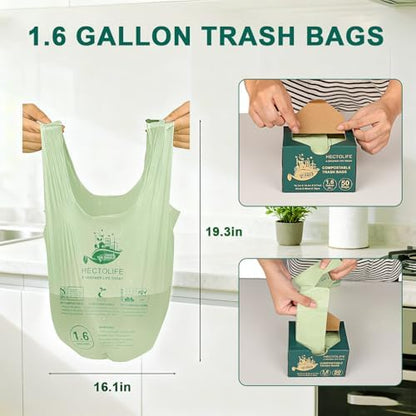 HECTOLIFE 1.6 Gallon 300 Count Compostable Bags Handle Tie
