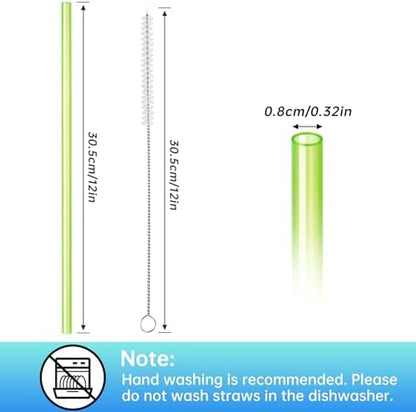 NiHome 12-Pack Plastic Reusable Straws Fit for Stanley 40 30 64 oz Tumbler