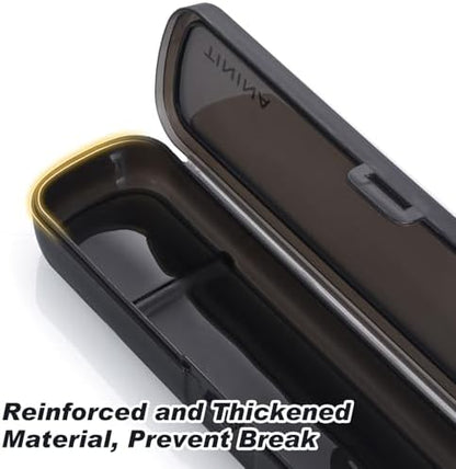 Travel Utensils with Case, 4-Piece Stainless Steel Portable Cutlery Set, Reinforced Case with Buckle Design, Lunch Box for Camping Work School, Include Fork Spoon Knife, Dishwasher Safe, Black