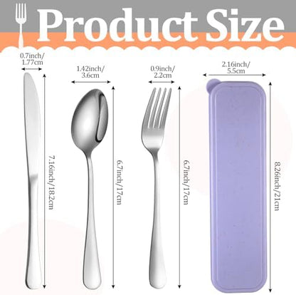 Yinkin 1 Pack Travel Silverware Set with Case for Lunch,Purple