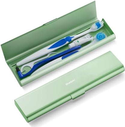 Wider Aluminum Toothbrush Travel Case, Portable Travel Toothbrush Holder, Durable Manual Toothbrush Box Container for Traveling, Bathroom, Camping, Business Trip, Green
