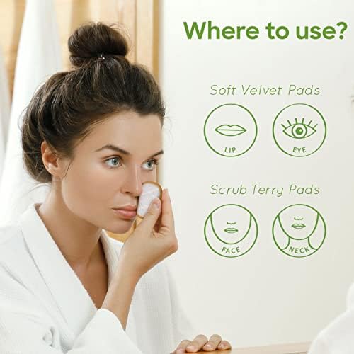 Bambaw Reusable Cotton Rounds for Face, 16 Rounds with 1 Bag for Laundry & Storage, Reusable Cotton Pads for Face, Soft & Exfoliating Eye Makeup Remover Pads
