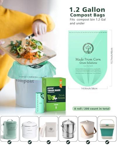 AYOTEE 200 Count 1.2 Gallon Small Biodegradable Trash Bags, Compost Bags