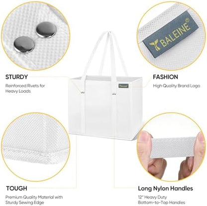 BALEINE 3PK Reusable Grocery Bags, Heavy Duty Shopping Tote Bag