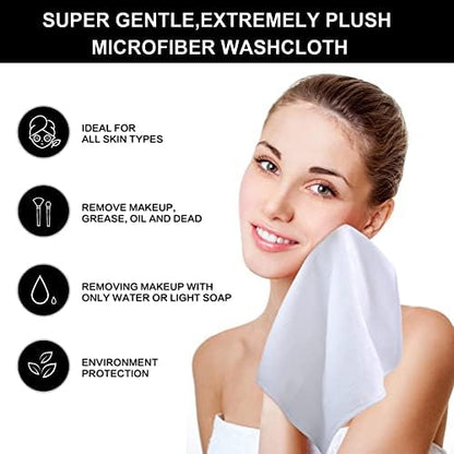 SINLAND Microfiber Facial Cloths Fast Drying Washcloth 12inch x 12inch White 2 pack