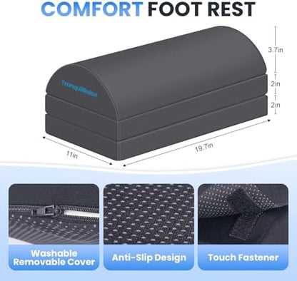 TranquilRelax Foot Rest Under Desk, 3-Height Adjustable Foot Stool, Gray