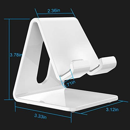 Crpich Acrylic Cell Phone Stand, Portable Phone Holder, White Phone Stand for Desk, Compatible with Phone16 15 14 13 12 Pro Max Mini 11 Plus, Switch, Android Smartphone, Pad, Tablet, Desk Accessories