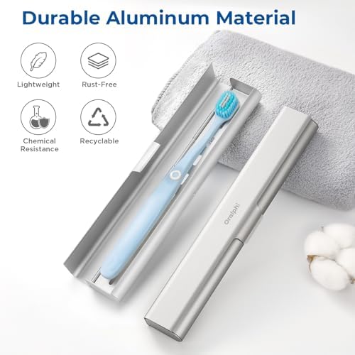 Aluminum Toothbrush Travel Case, Portable Travel Toothbrush Holder, Durable Manual Toothbrush Box Container for Traveling, Bathroom, Camping, Business Trip-1Pack Silver (Pack of 4)