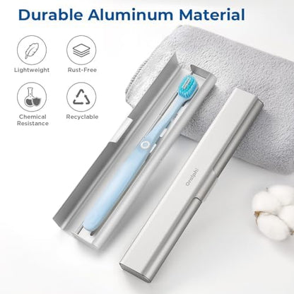 Aluminum Toothbrush Travel Case, Portable Travel Toothbrush Holder, Durable Manual Toothbrush Box Container for Traveling, Bathroom, Camping, Business Trip-1Pack Silver (Pack of 4)