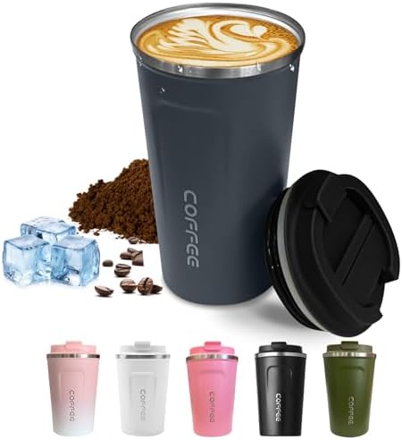 SPLMIFA Travel Coffee Mugs Leak-Proof, Reusable Coffee Cups with Lids, Stainless Steel Vacuum Insulated Coffee Tumblers, Thermal Insulation Cups for Men and Women Hot & Cold Drinks(2nd-Blue, 17OZ)