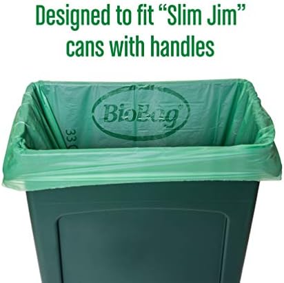 BioBag (USA) The Original Compostable Bag, 33 Gallon, 120 Count, 100% Certified Compostable Trash Bag Liners for Food Waste, Extra Strong and Durable, Trash Bag