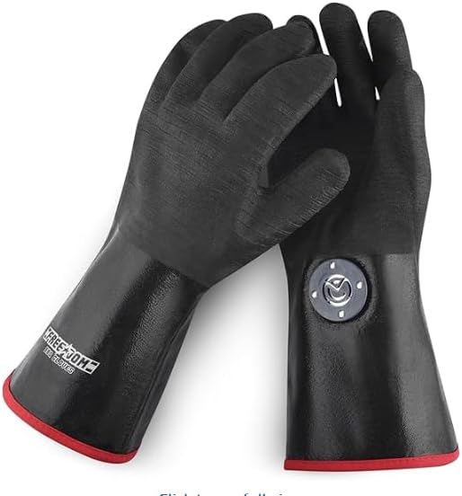 Freedom BBQ Gloves 932°F Heat Rated Magnetic EZ On Off Safety Clips Waterproof for Grills Smokers Fryers Ovens (18")