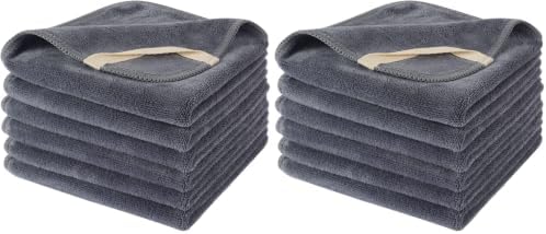 SINLAND Microfiber Facial Cloths Fast Drying Washcloth 12inch x 12inch Grey 12 Pack …