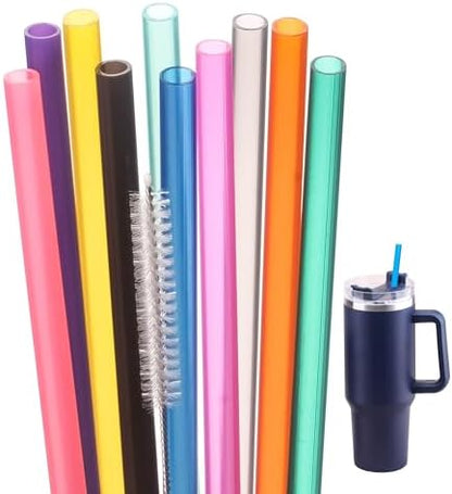 Dakoufish 10 Pack Replacement Straws for Stanley Quencher 30oz 40oz Tumbler Cups, Straw Accessories with Cleaning Brush, BPA Free Dishwasher Safe (Mix Color)