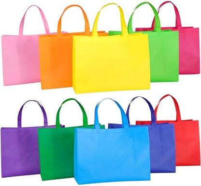 Large Non Woven Tote Bags, 15.7'' Rainbow Reusable Shopping Bags for Groceries