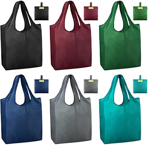 BeeGreen Foldable Travel Bag Reusable Gifts Bags - Reusable Grocery Bags Large Holiday Gifts Cloth Tote With Handles - Bulk Reusable Shopping Bags for Women (Beach Storage Washable Collapsible)