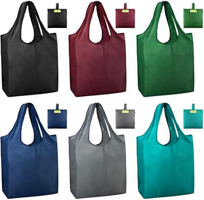 BeeGreen Foldable Travel Bag Reusable Gifts Bags - Reusable Grocery Bags Large Holiday Gifts Cloth Tote With Handles - Bulk Reusable Shopping Bags for Women (Beach Storage Washable Collapsible)