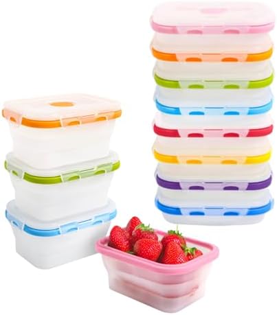 ECOBERI Collapsible Food Storage Containers with Lids, 8 Piece, 12 oz