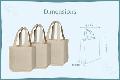 Best Canvas Grocery Shopping Bags - Cloth Grocery Tote Bags - Reusable Cotton Grocery Tote Bags with Bottle Sleeves