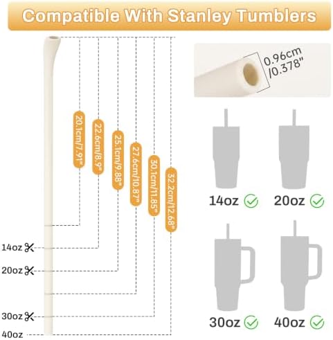 NiHome 6PCS Silicone Anti-Wrinkle Straws Fit for Stanley 40oz 30oz Tumblers