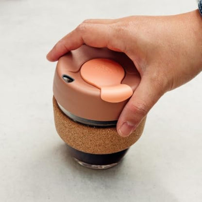 KeepCup Brew Cork, Reusable Glass Tumbler with Natural Cork, Short Coffee Cup 8oz / 227ml - Frappe