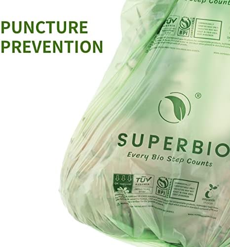 SUPERBIO 3 Gallon Compostable Food Waste Bags, 80 Count