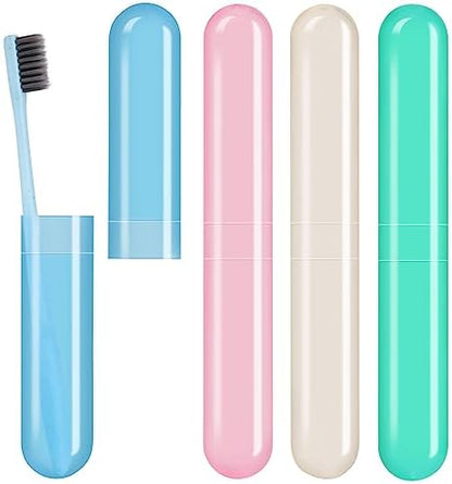 Hooqict 4 Pack Toothbrush Cases Travel Toothbrush Holder Portable Toothbrush Container Plastic Protector Cover Case for Traveling, Camping, Home, School, Business
