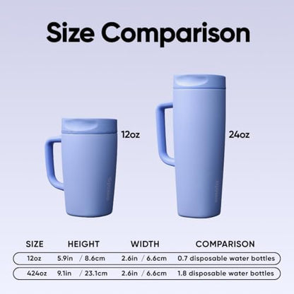 Owala SmoothSip Slider Stainless Steel Insulated Travel Mug with Handle, 100% Leak Proof, For Hot and Cold Drinks, Travel Friendly with Sliding Lock Lid, 12 oz, BPA Free, Leak Proof, Out of the Blue