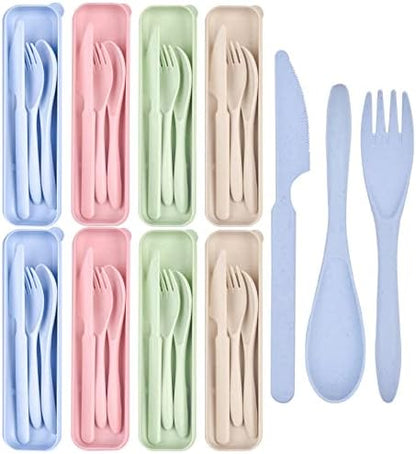 8 Sets Portable Cutlery Set,Reusable Travel Utensils with Case