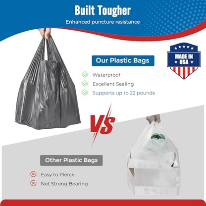 Fuxury 1000 Count Plastic Shopping Grocery T-shirt Bags Grey