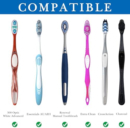 Linkidea Manual Toothbrush Travel Case with Magnetic Snap, Compatible with Colgate ExtraClean, Oral-B CrossAction Toothbrush, Portable Silicone Protective Box (Khaki)