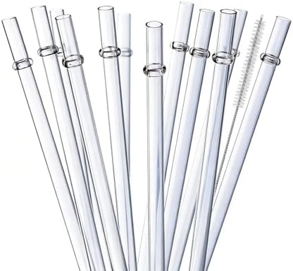 ALINK 13 inch Reusable Clear Plastic Straws, Extra Long Tritan Tumbler Replacement Straws for Stanley Cups, 1 Gallon, 64/40/ 32 oz Water Bottles, YETI, Starbucks, Set of 10 with Brush, AL13CLEAR